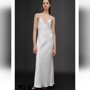 ZARA SATIN MIDI DRESS 50TH ANNIVERSARY OYSTER-WHITE | 3184/371/251 | SIZE XL